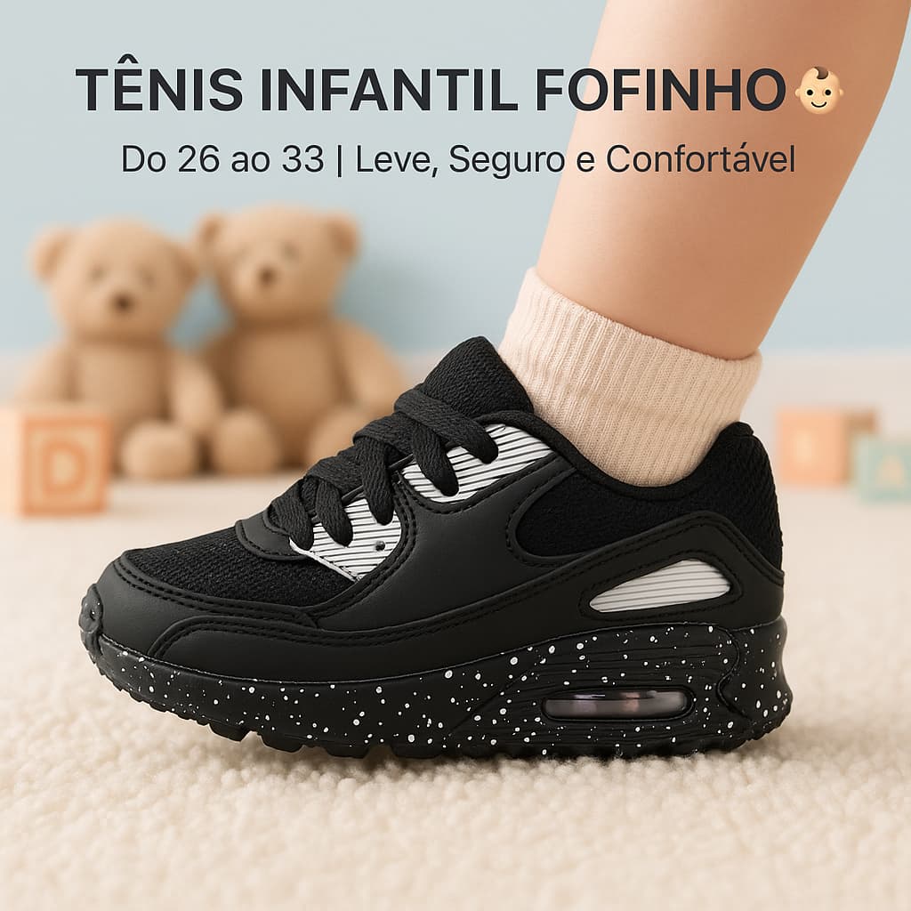 Tênis Infantil Max Masculino Confortável e Estiloso – Pronta Entrega!