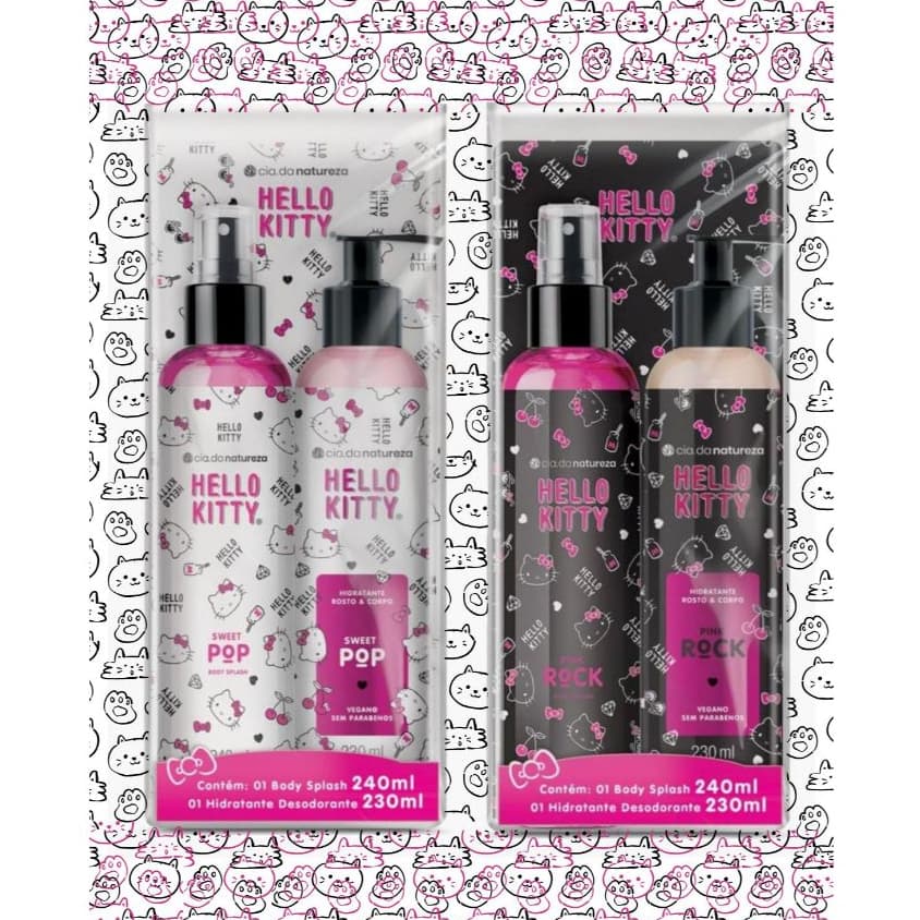Kit hidratante+body splash hello kitty Cia da Natureza