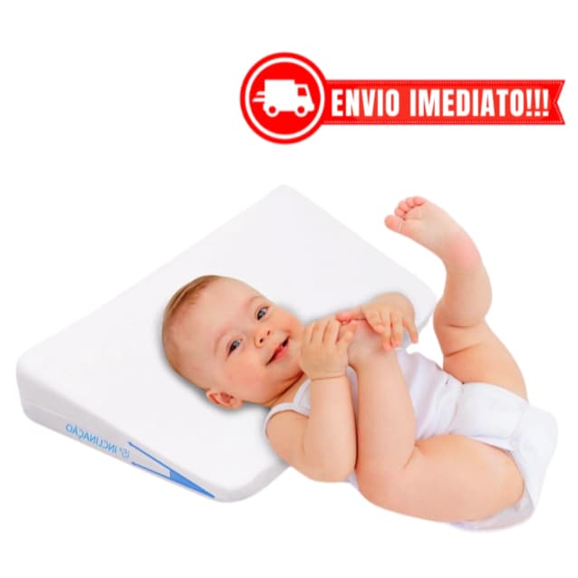 Travesseiro Anti Refluxo Rampa para Berço Bebê com Capa Lavável (Enchimento + Capa) (Grande 56x36)