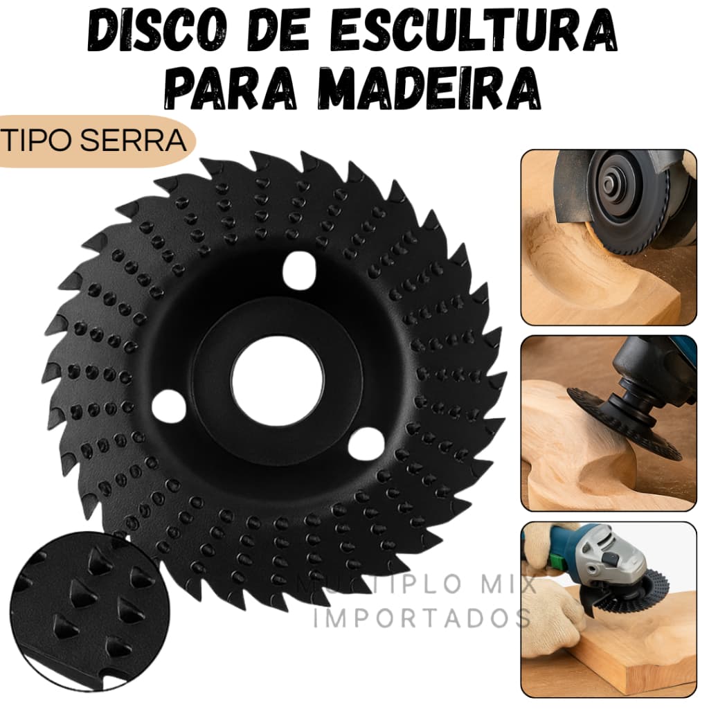Disco Serra Circular Dentado Desbaste Escultura para Madeira Lixa Raspador Corta Mói Esmerilhadeira