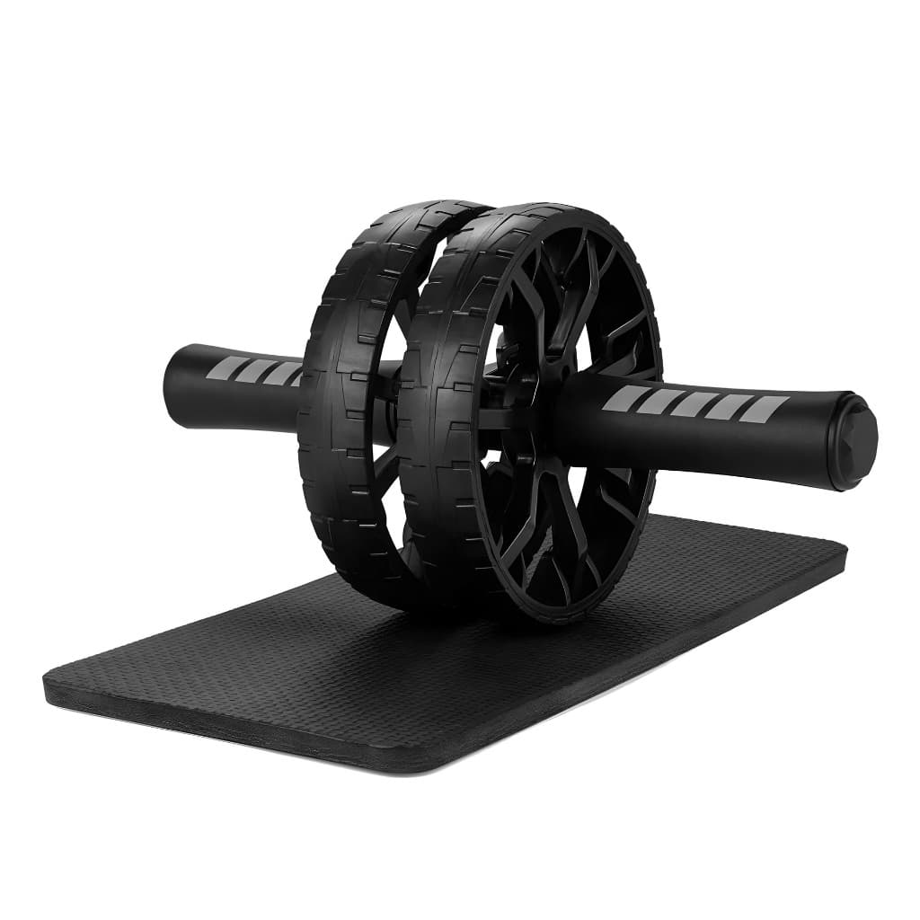 Roda Abdominal Dupla Exercício com Tapete EVA Antiderrapante Portátil Fitness JustGoFit