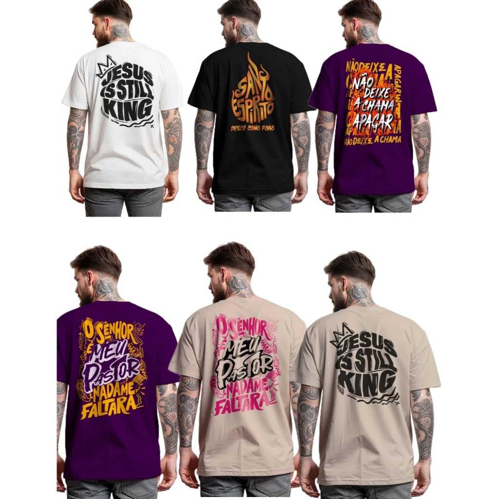 KIT COM 3  CAMISETA ALGODAO MODA STREET OVERSIZE  GOSPEL PROMOÇÃO OFERTA