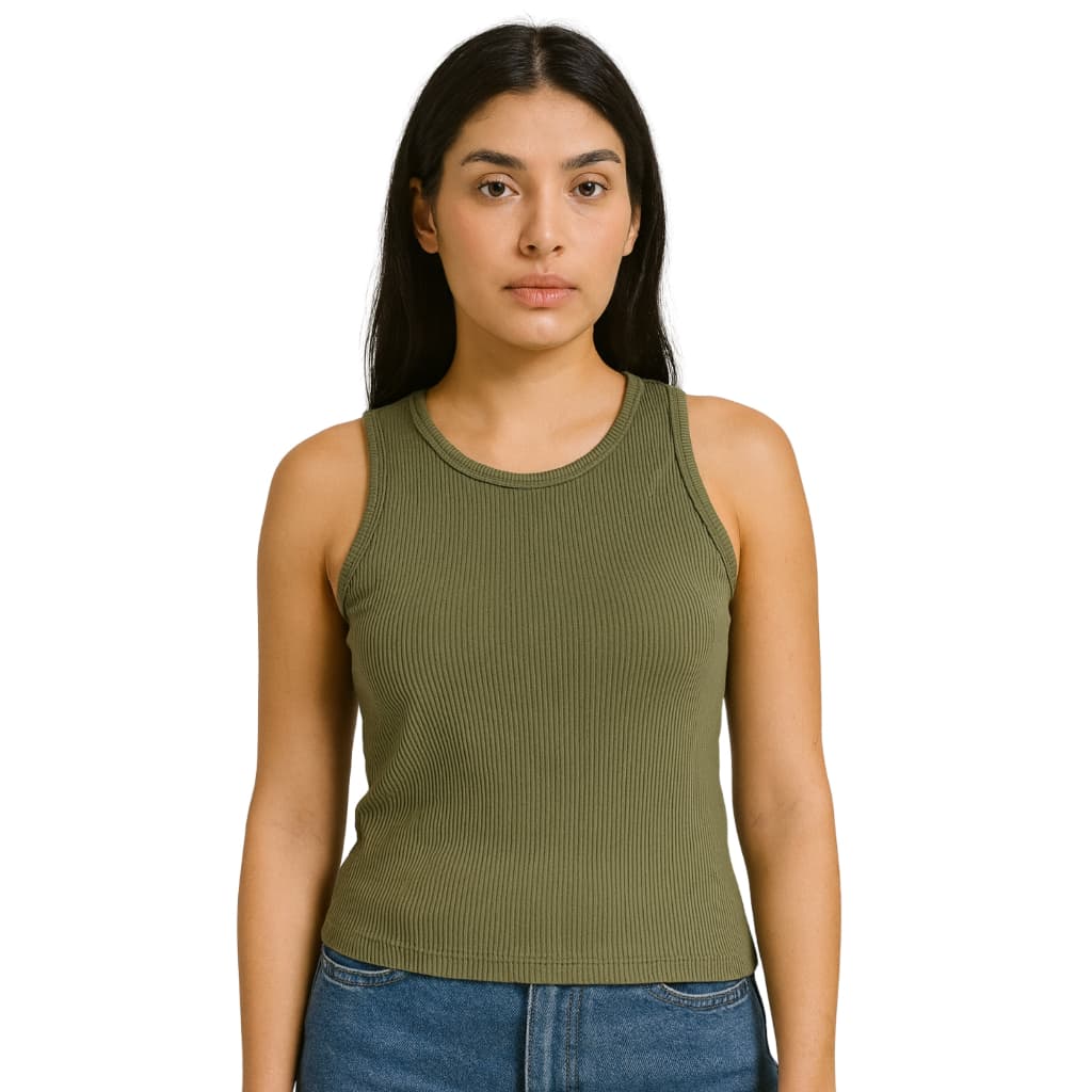 Regata Feminina Bicolor Blusinha de Ribana Canelada Academia Verão Treino