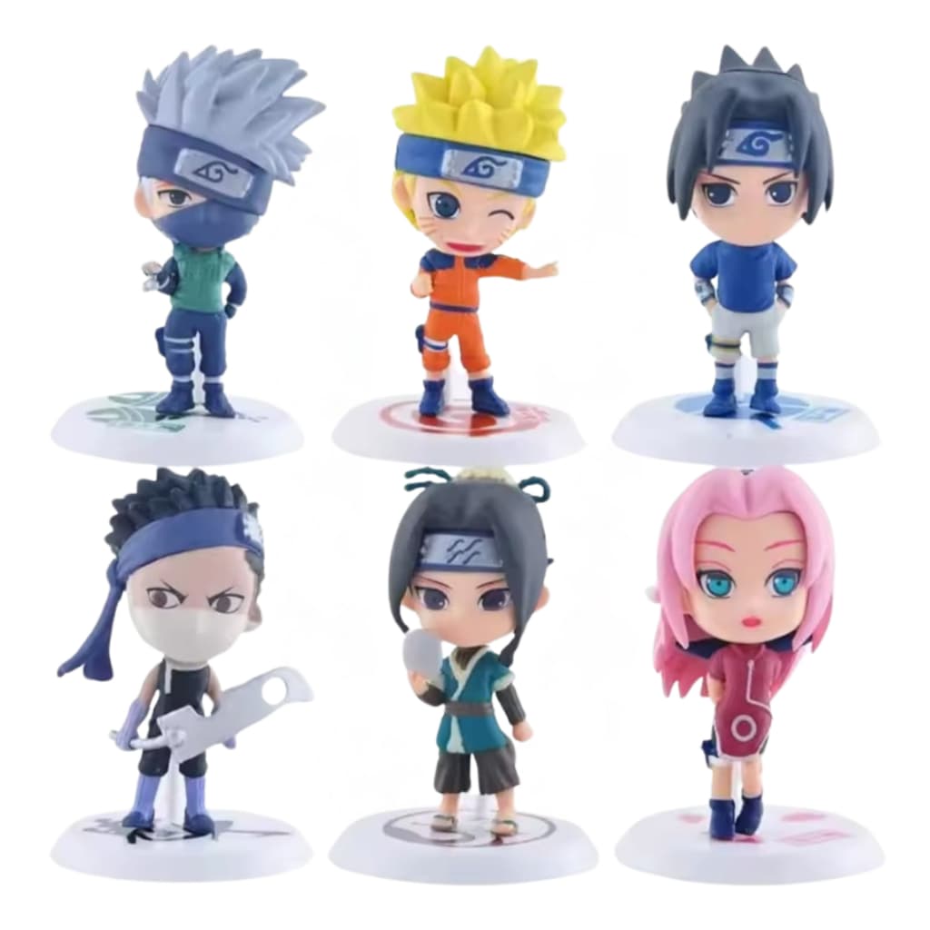 Kit 6 Miniatura Boneco Naruto- Kakashi- Sakura- Zabuza- Haku- Sasuke