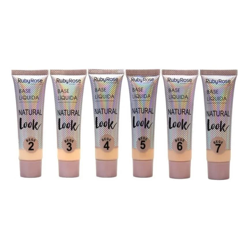 KIT 2 UNIDADES - Base Líquida Natural Look - Ruby Rose 29ML BEGE TONS 2, 3, 4, 5, 6 E 7