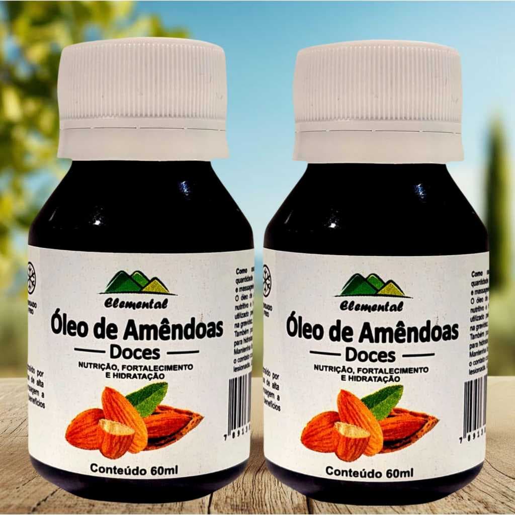 02 - Óleo vegetal de Amêndoas Doces 60ml ideal para pele e cabelo massagem hidratação