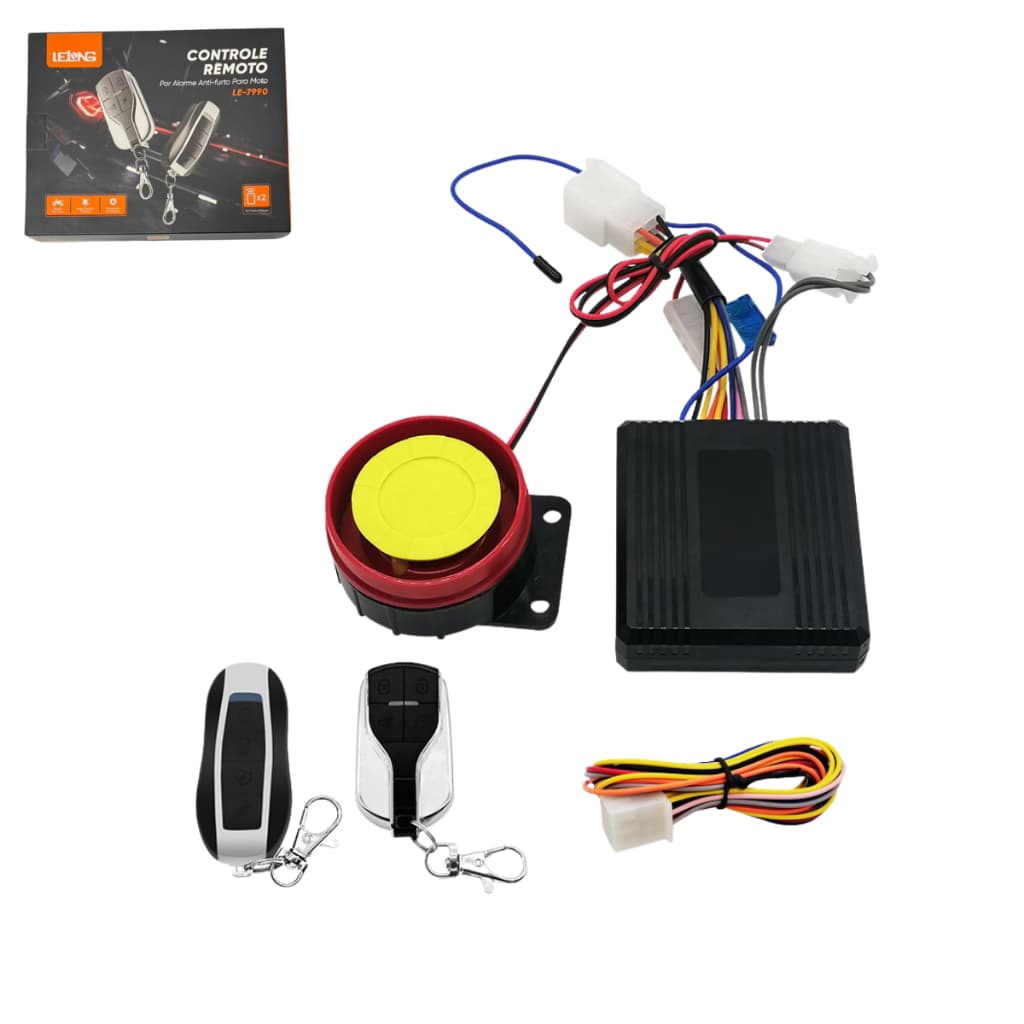 Kit Com 2 Controles Remotos Alarme Ignição Antifurto Para Moto