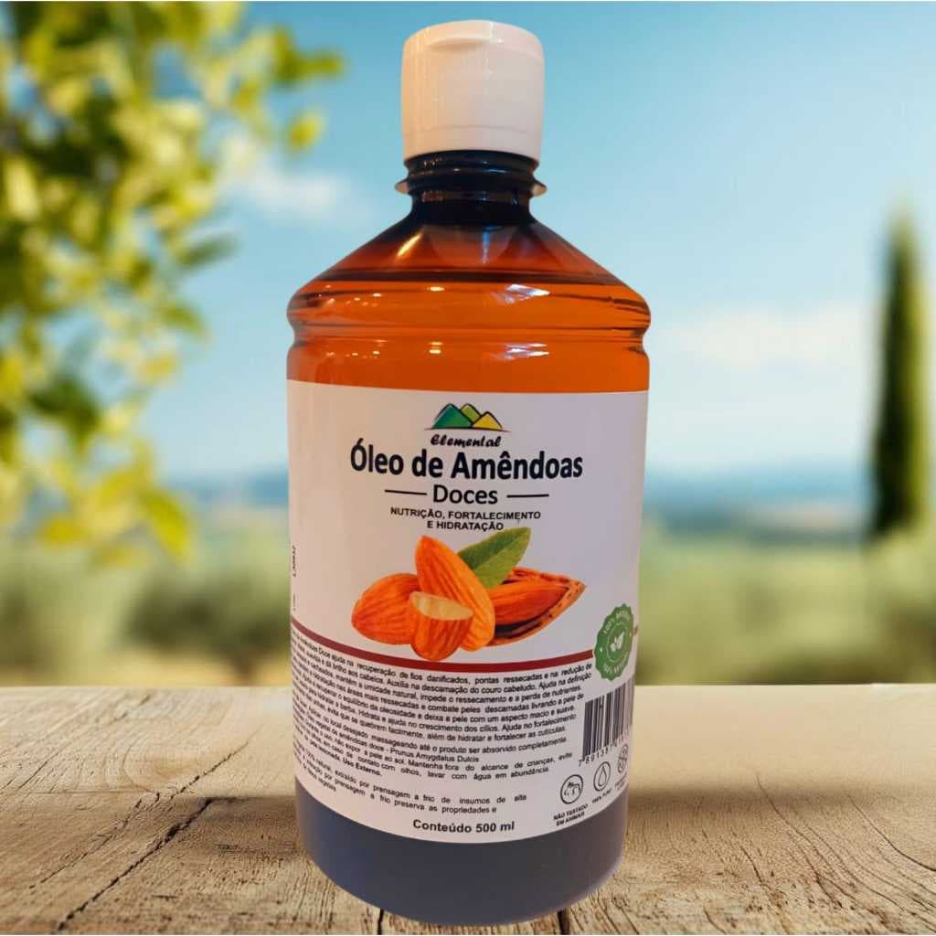 Óleo de amêndoas doce 500ml Aumenta a elasticidade, oferecendo firmeza e resistência