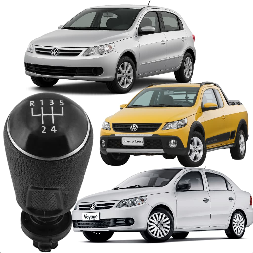 Manopla Bola Cambio Marcha Volkswagen Gol Voyage Saveiro G5 G6 Fox Prata 2009 a 2016
