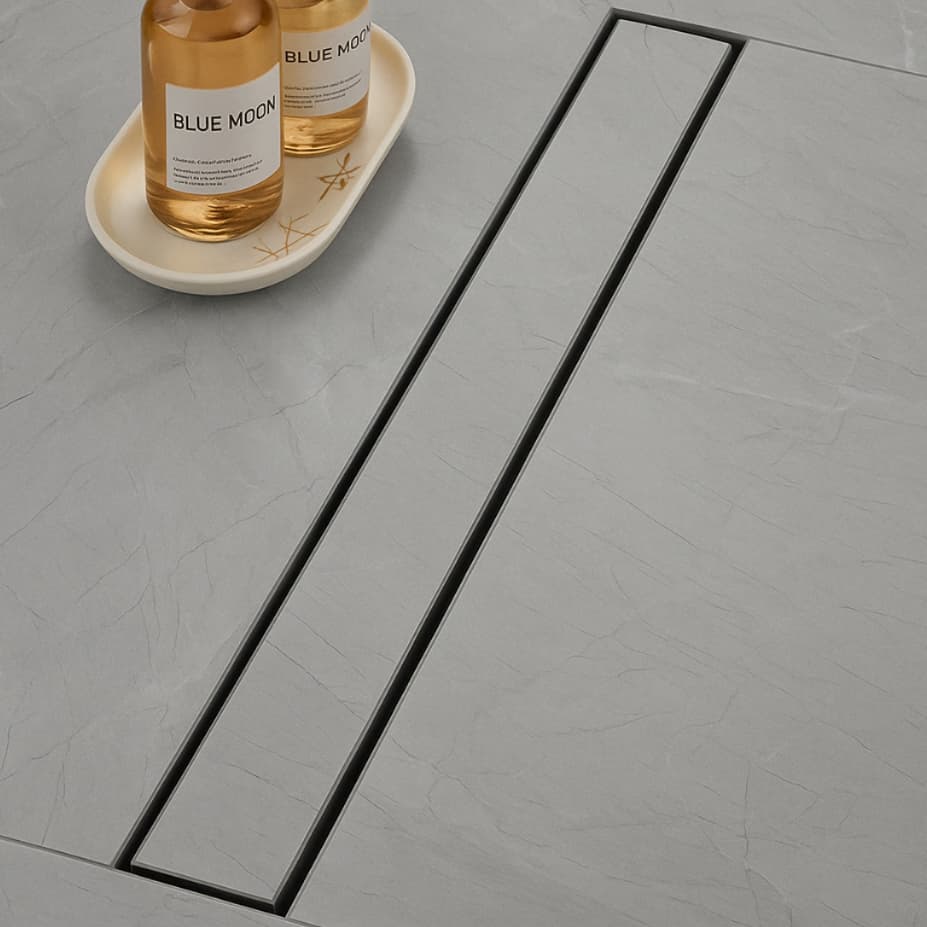 Ralo Linear Oculto Invisível 5x50 cm Piso Porcelanato Sifonado Caixa Coletora Banheiro Piscina Box