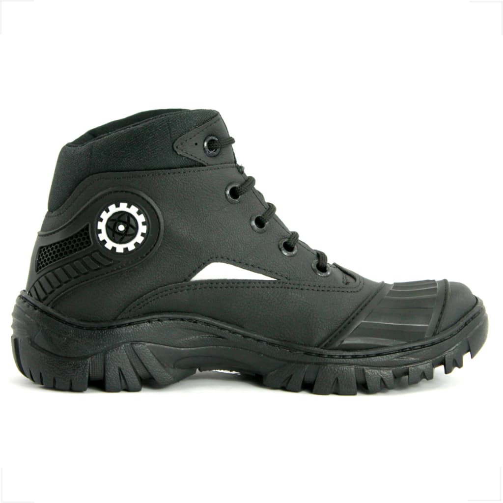 Bota Coturno Motociclista com Refletor Brilho Tênis Preto Masculino Motoqueiros Blaqueada
