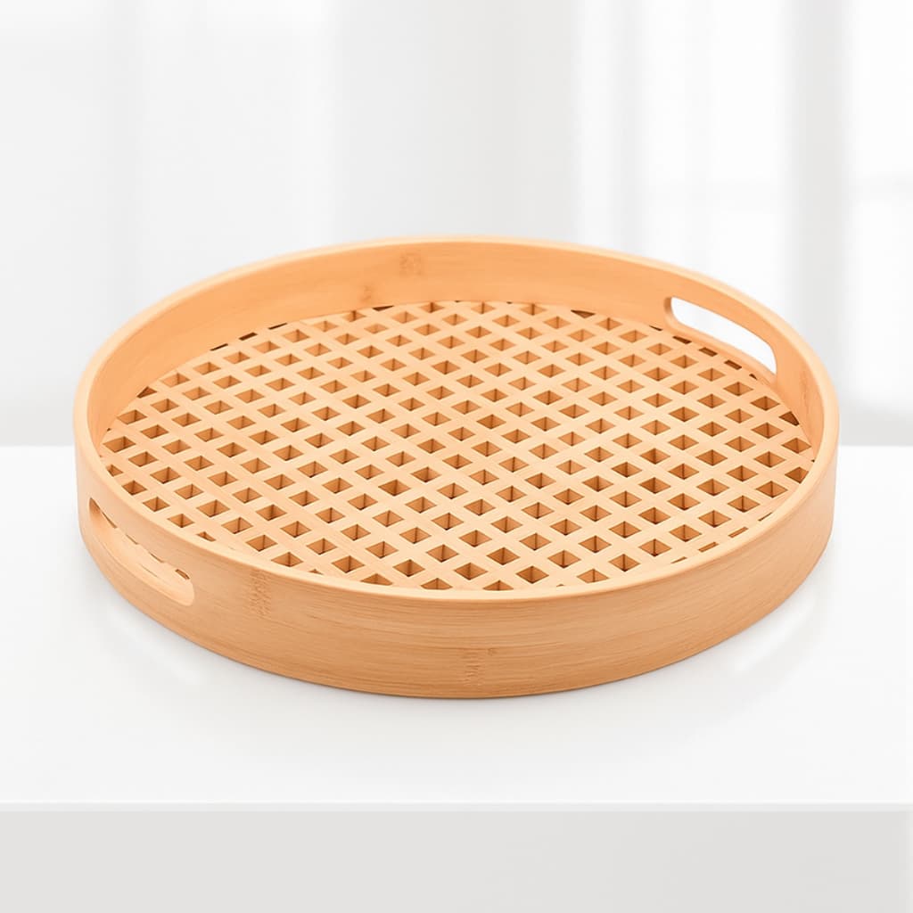 Bandeja de Bambu Vazada Redonda 35cm - OIKOS