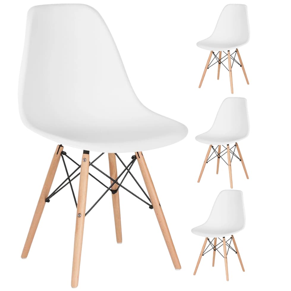 4 Cadeiras Eiffel Recepção Comercio Sala Jantar Decorativa Modernas Versáteis Base Resistente Cor Branco