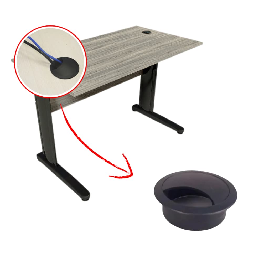 PASSA FIO PRETO PARA ACABAMENTO DE MESA DE ESCRITÓRIO 46MM