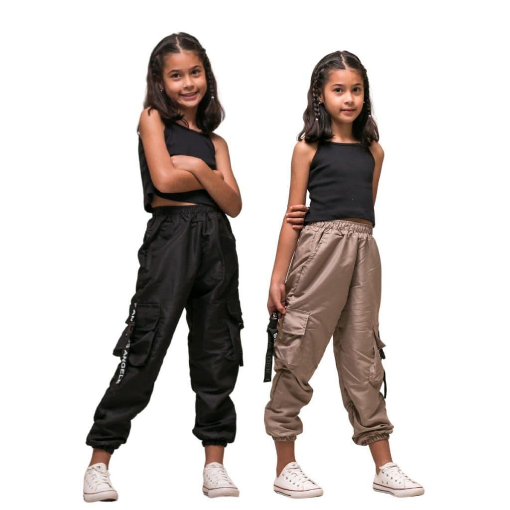 Kit 2 Calça Infantil Moda Cargo Tactel Tamanho 10 12 14