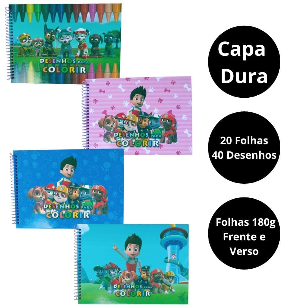 Livro de Colorir PATRULHA CANINA 40 Desenhos CAPA DURA Caderno de Pintar
