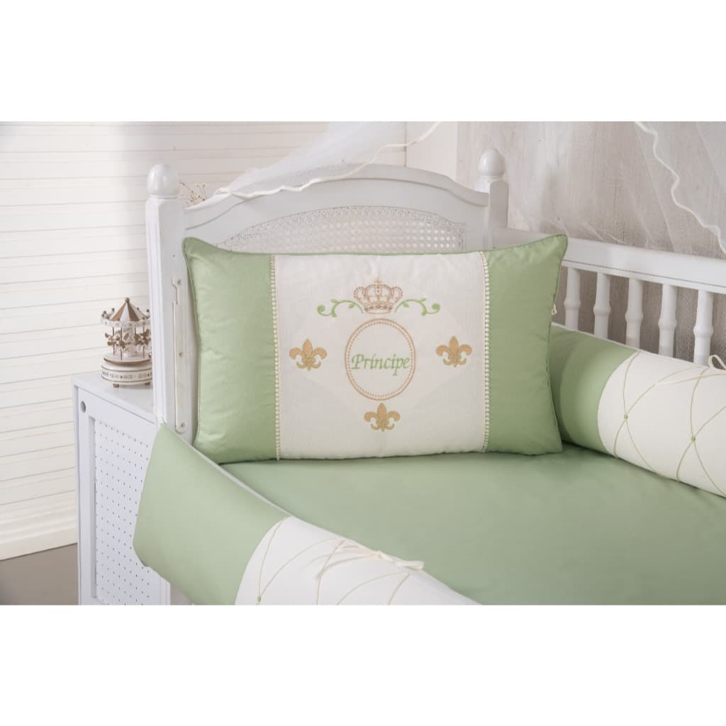 kit de berço americano 100%algodão PRINCIPE REALEZA 9 peças completo