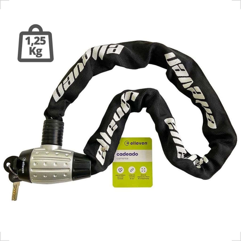 Cadeado Grosso Corrente Para Bicicleta Bike Moto Corrente Trava Com Chave Elleven