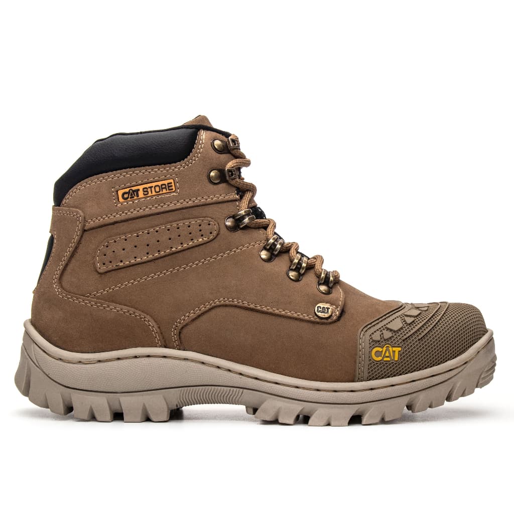 Bota Coturno Caterpillar Segurança com C.A Couro Legítimo Palmilha Gel Bico Reforçado