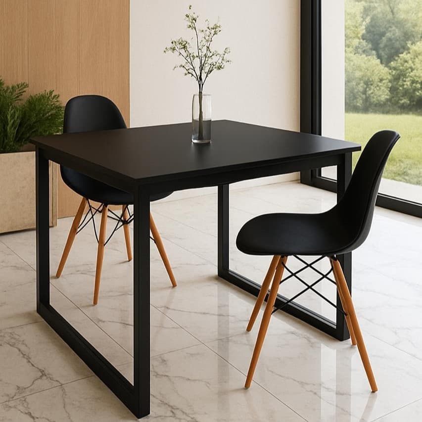 Conjunto de Mesa Industrial com 2 Cadeiras Eames - para Cozinha ou Sala de Jantar