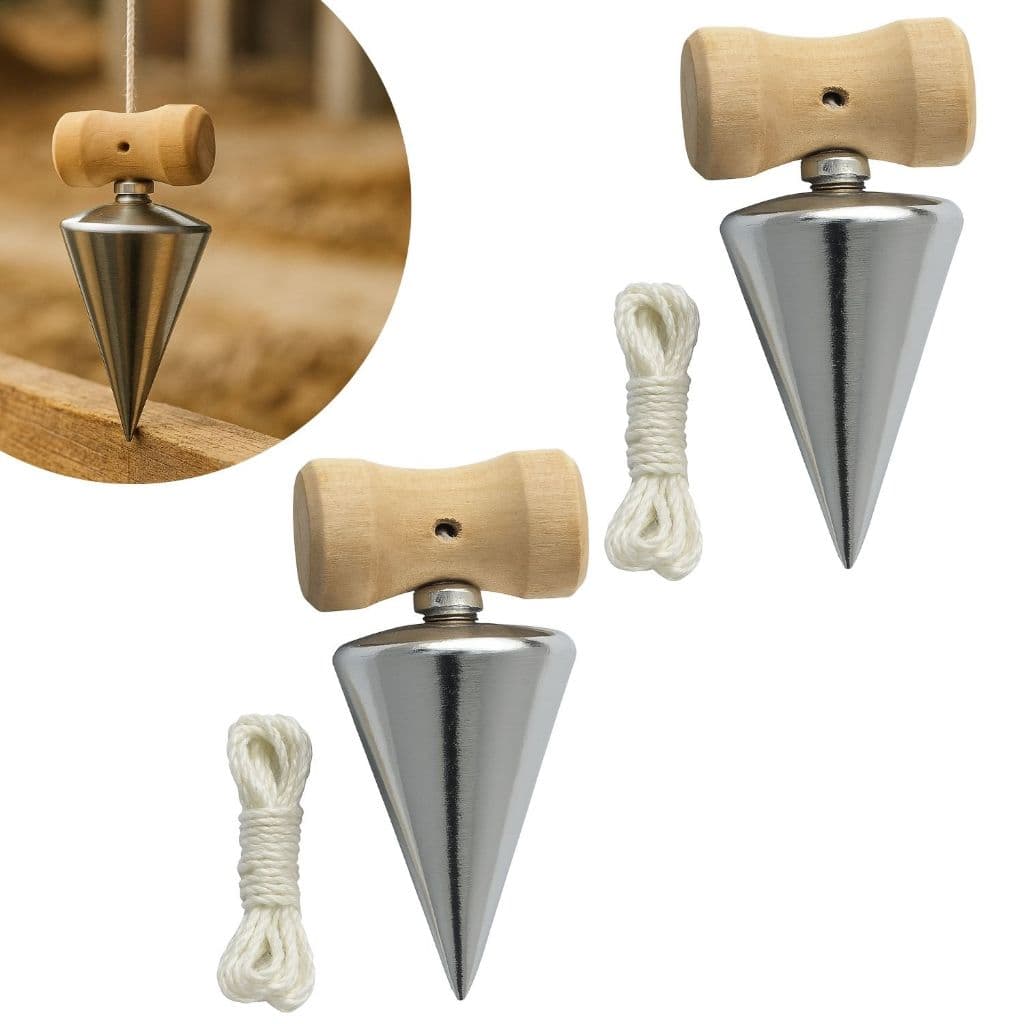 Kit 1 / 2 Prumo Para Pedreiro De Centro Cônico Metal 300g C/ Fio de Algodão Pesado Obra Material