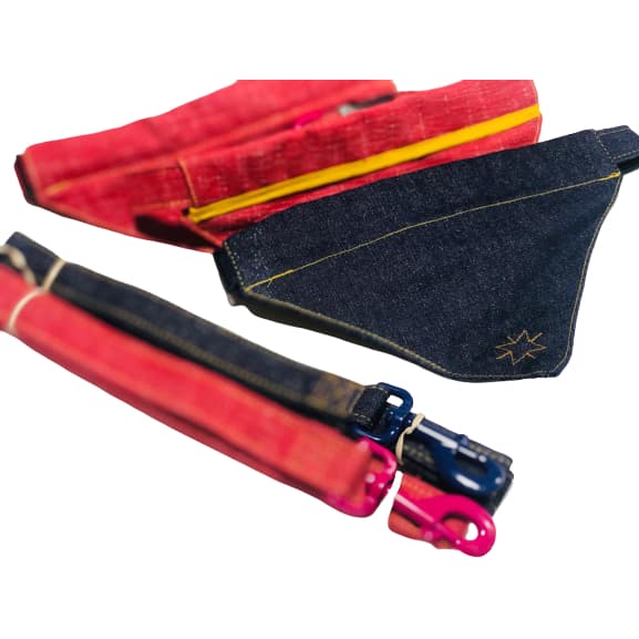 Coleira Com Guia Bandana Jeans Para Cães