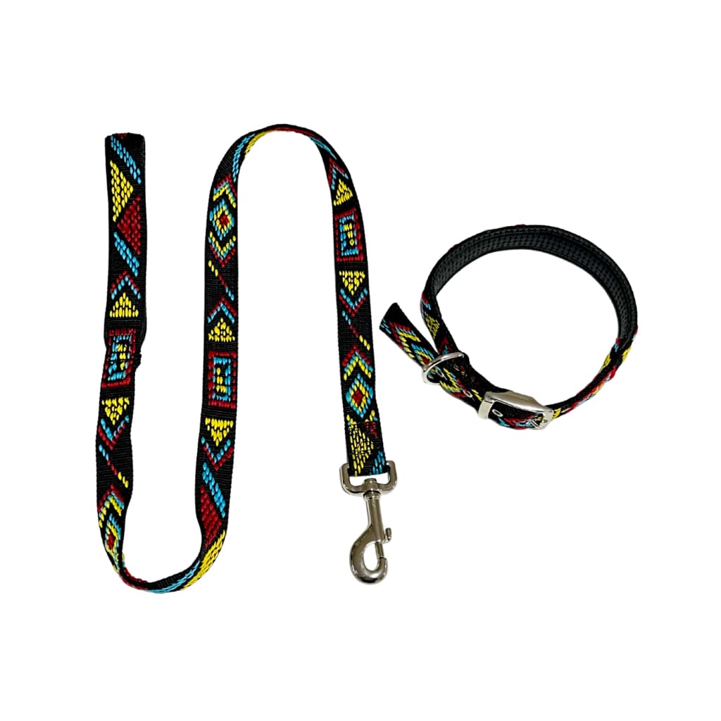 Coleira com Guia Estilo Indiana Preta Para Cães