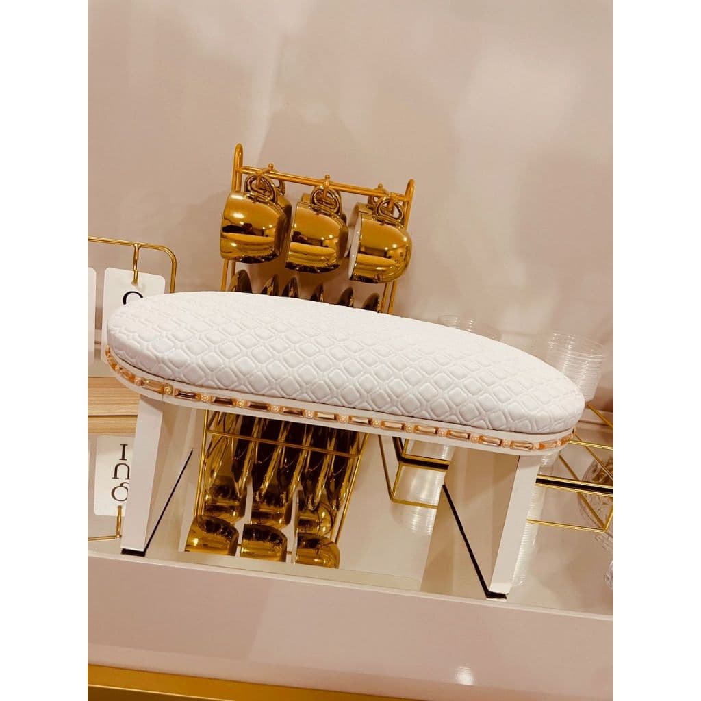 Apoio de Mão - Apoiador de Mão MDF Prime Strass Branco - Nail Designer Manicure-Alongamento unha