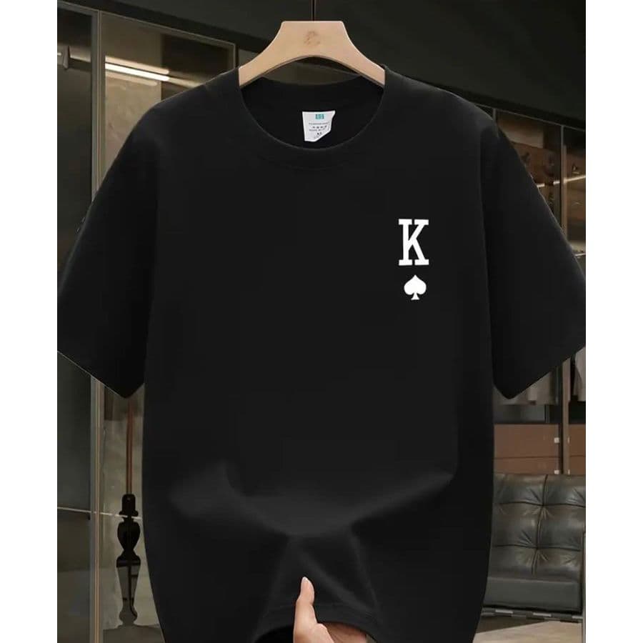 Camiseta Unissex King Rei de Espada Baralho Casual Tendência Lançamento