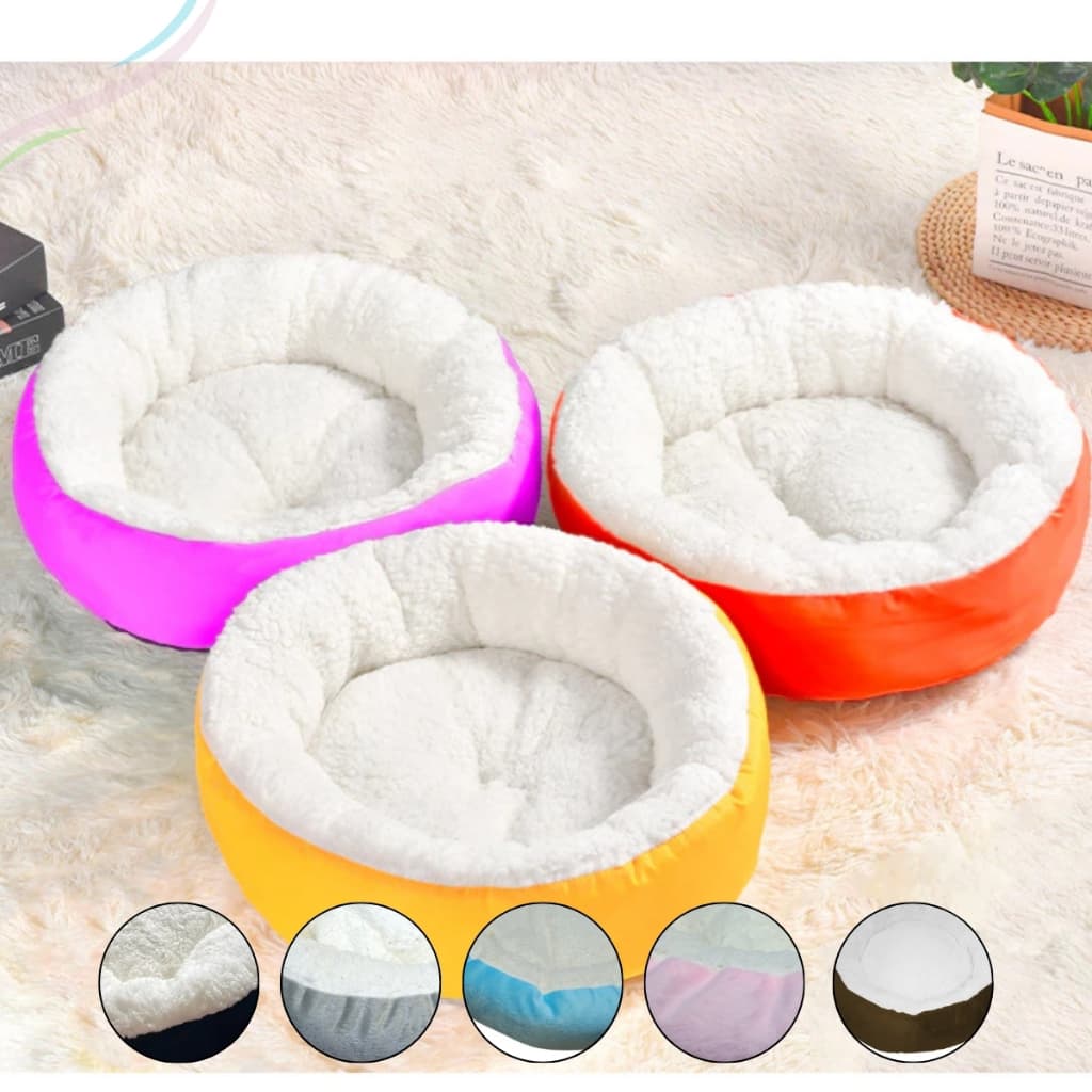 Kit 03 Caminha Redonda Pets Sherpa para Cães e Gatos Macia Quente Confortável Pele Carneiro Colchão