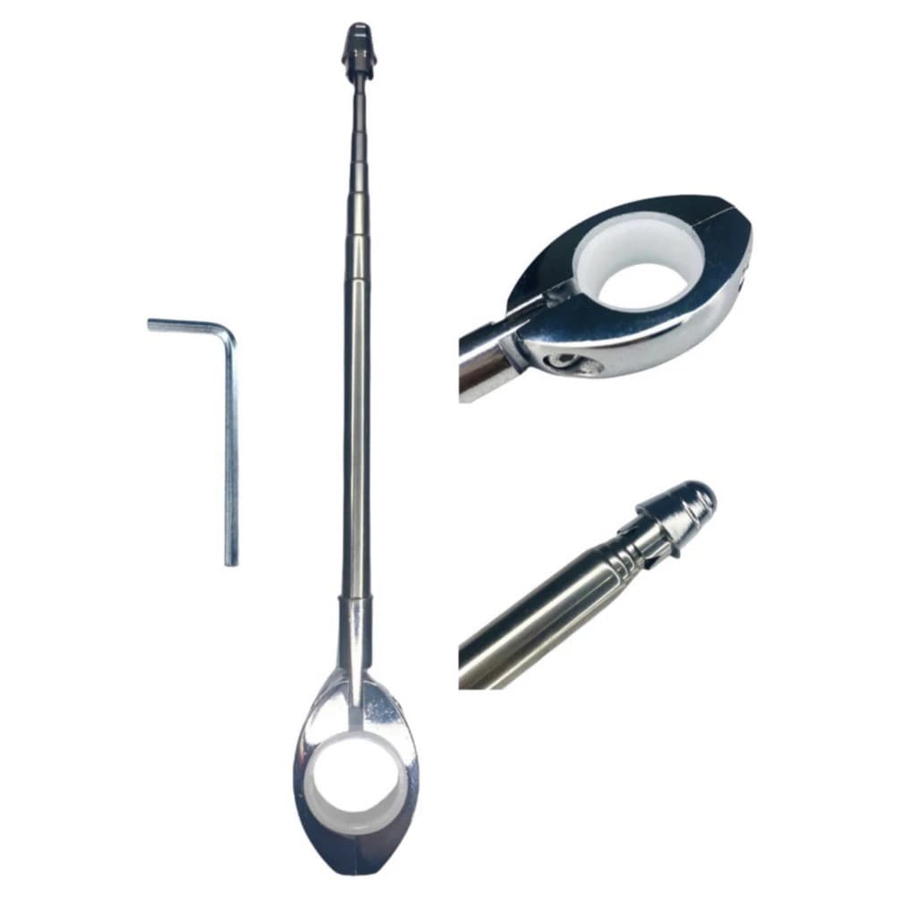 Antena Corta Pipa Universal Moto Guidao Retratil Cm65 Preta Cromada 7 estágios Brinde chave allen