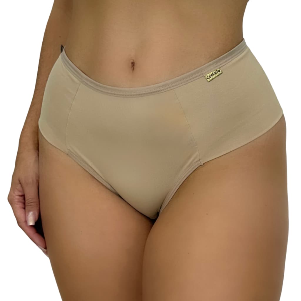 Calcinha Feminina Fio Duplo Cintura Alta Conforto Poliamida Premium Não Marca Levanta Bumbum Confortável Forro Algodão