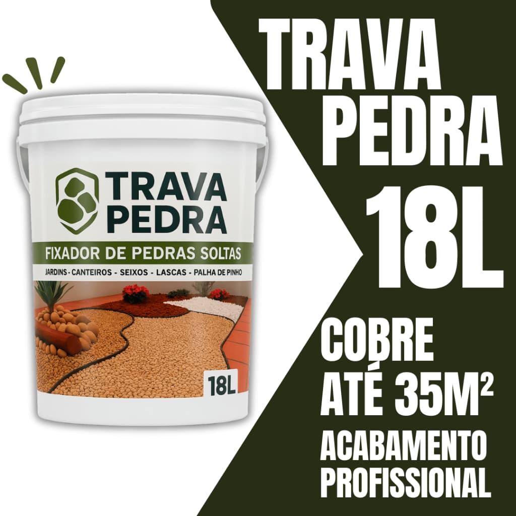 Trava Pedra 18L Para Fixar Pedrisco Em Jardim e Caminhos Reduz Poeira e Deslocamento