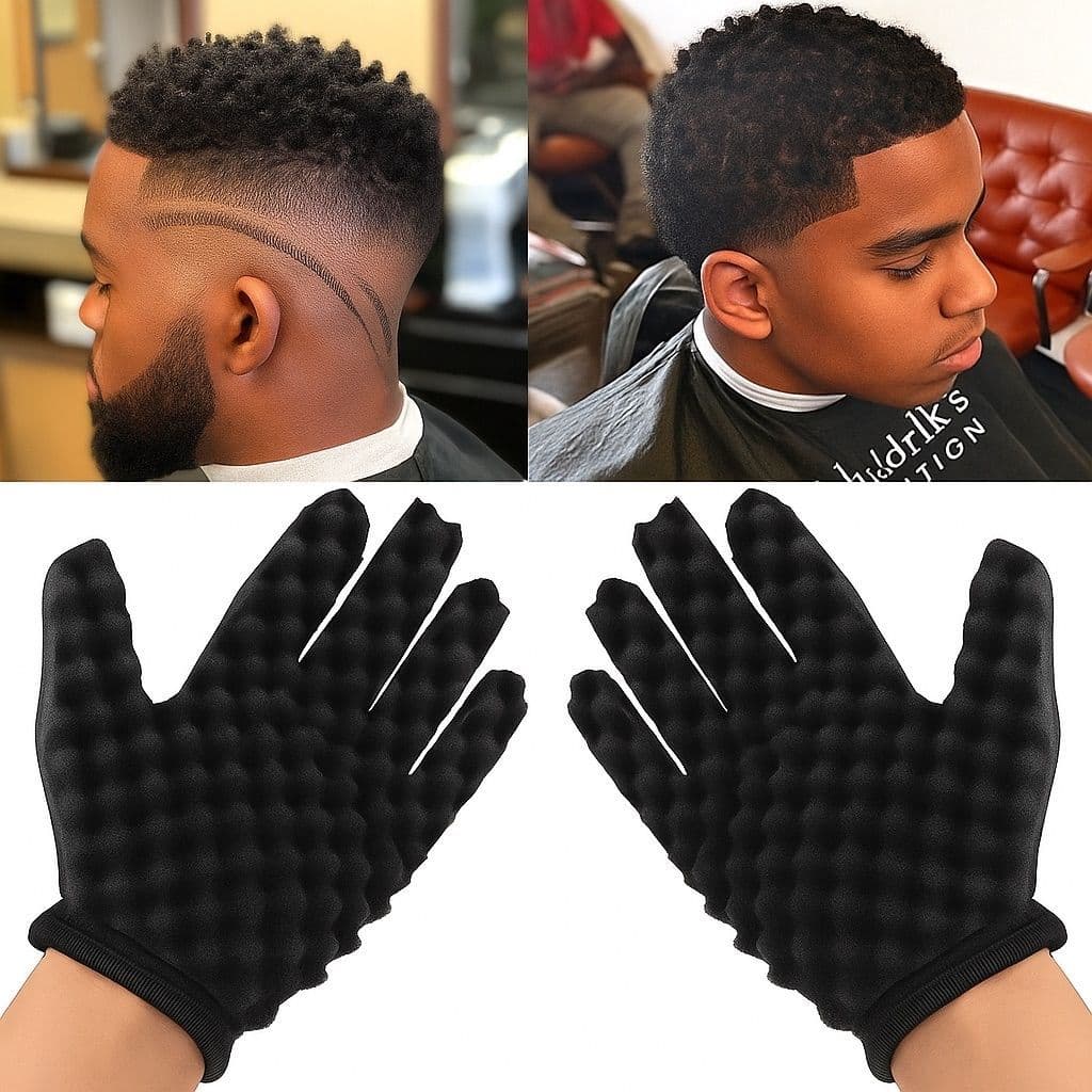 Luvas De Esponja Para Definicao de cachos e crespo Homem Barbeiro De Cabelo Africano (BR)