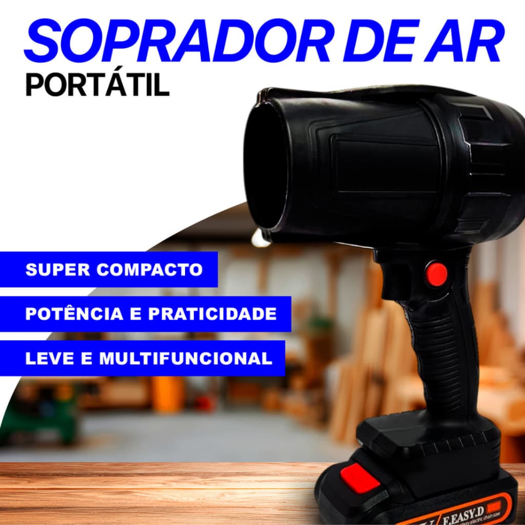 Soprador mini turbo portátil recarregável acompanhado com duas baterias 48v soprador potente