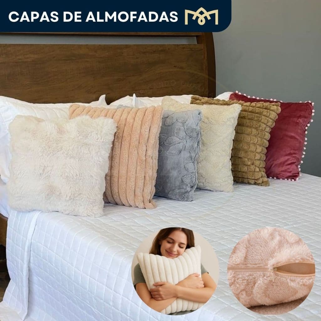Kit 2 e 4 Capas De Almofada Em Pelúcia Macia Aveludada Toque Wave Soft Forrada Decorativa Elegante