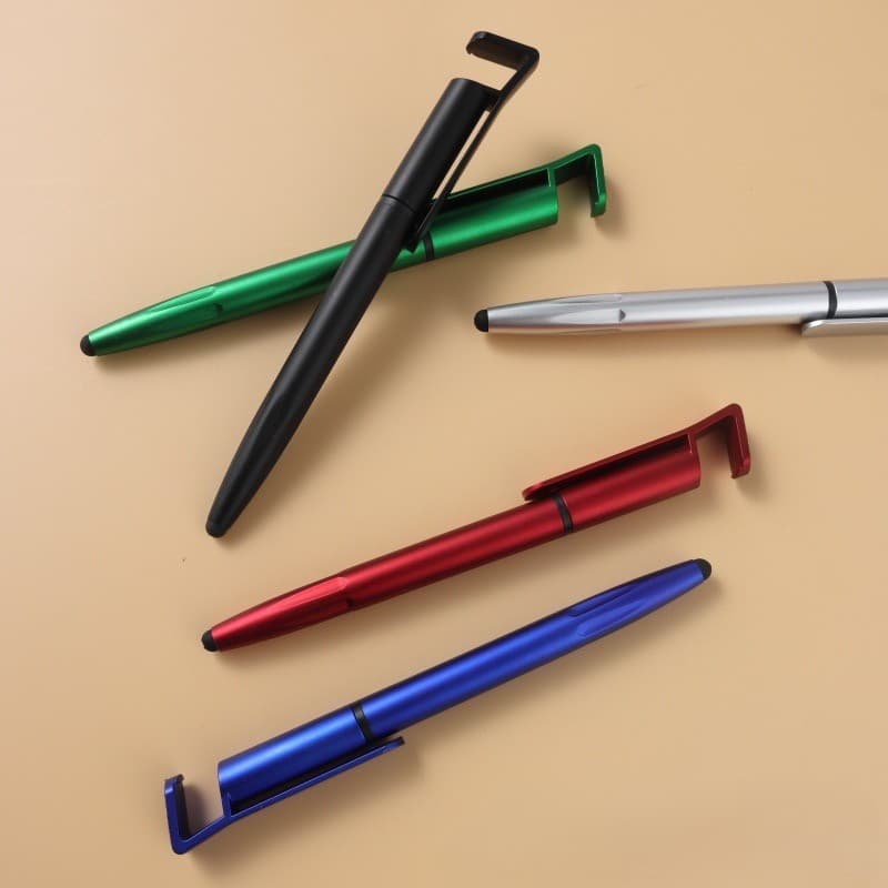 Kit 10/20/30/50 Und Caneta Plástica Touch com Suporte Celular e Limpa Tela Esferográfica - 708