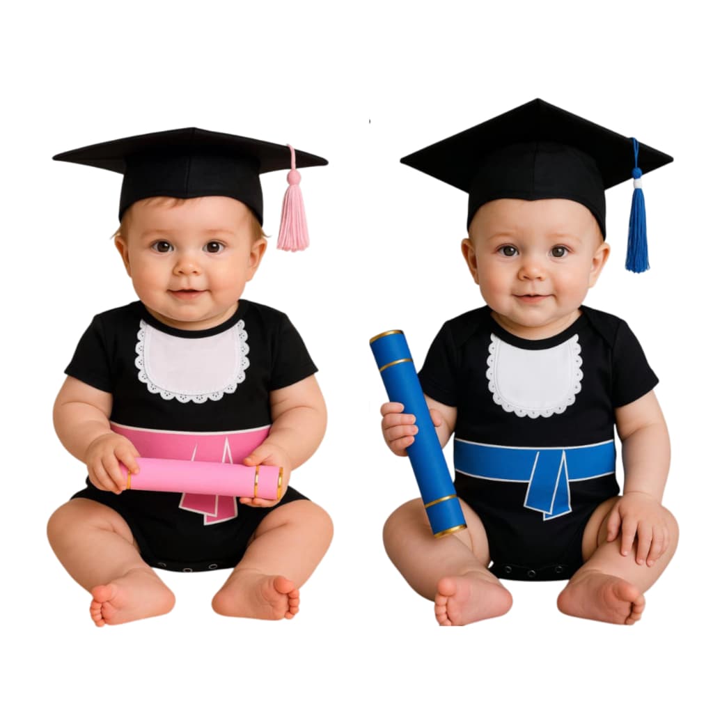 Body Capelo Formatura Conclusão Mêsversário 100% Algodão Temático Bebê