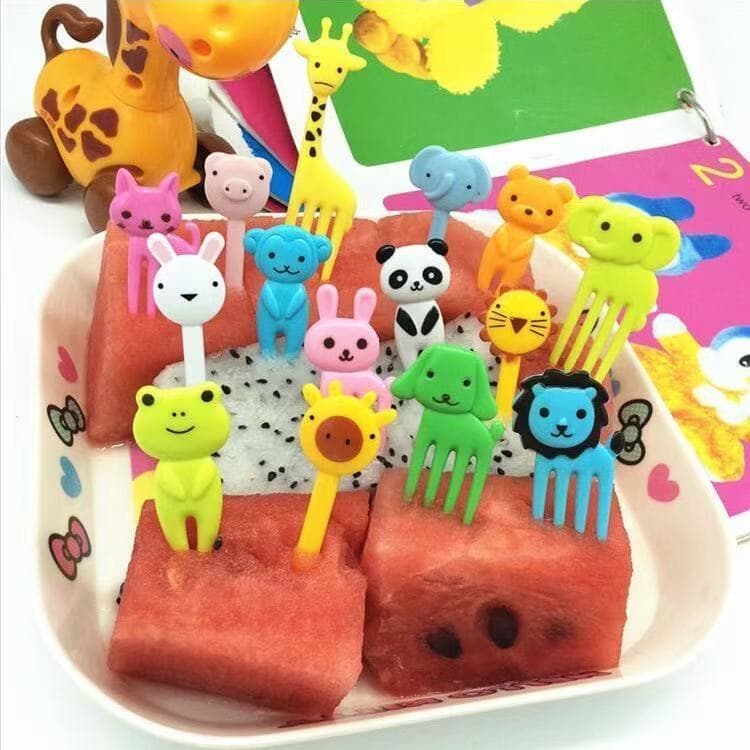 KIT C/8 /10 peças Mini Garfo Para Petisco Infantil Desenho Animado Fruta Bolo Sobremesa