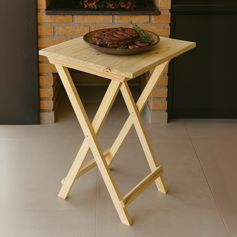 Mesa Bistrô Alta Dobrável 95cm – Madeira Resistente