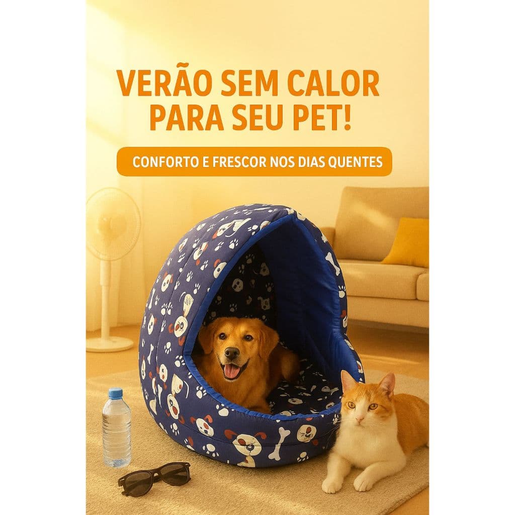 Cama Iglu para Cachorro e Gato | Conforto Fresquinho, Proteção e Descanso no Verão