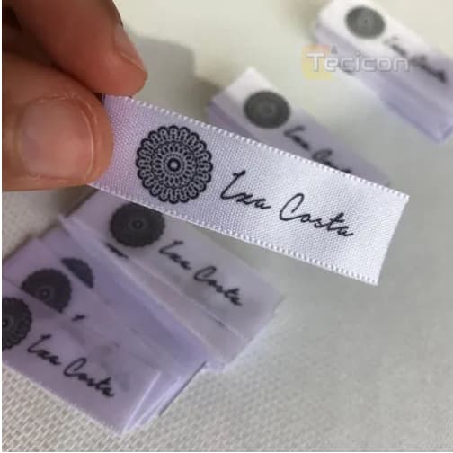 Etiquetas Tecido Personalizadas 100un 1,5x4cm Cetim Gorgurão