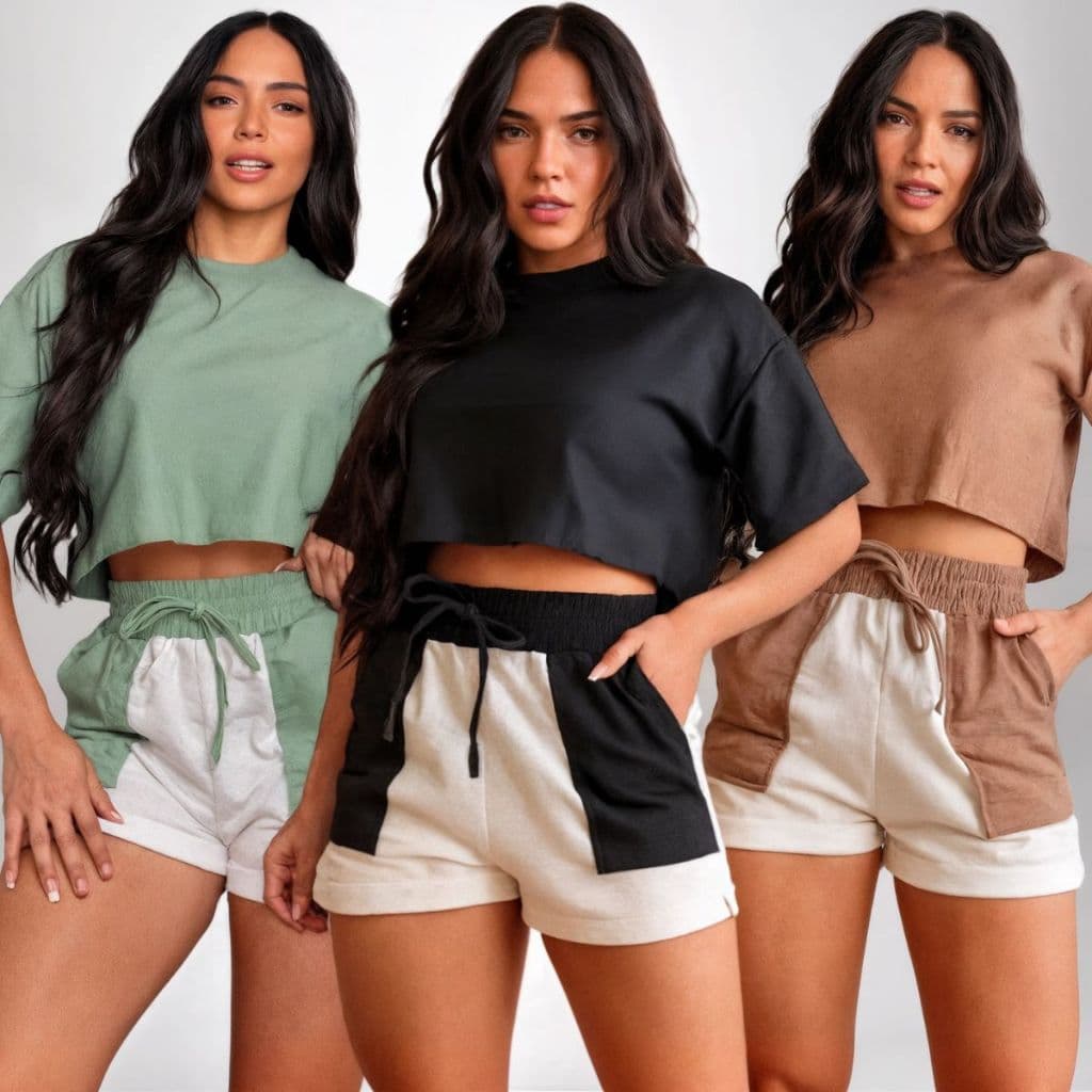 Conjunto Feminino Moletinho Short e Cropped Soltinho Larguinho Blogueirinha