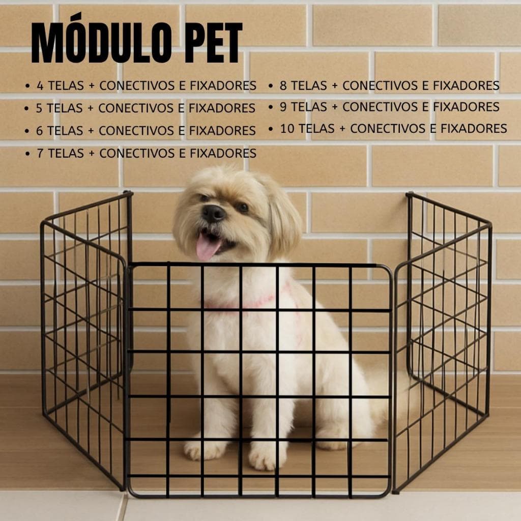 Módulo Pet 30x30 Grade Aramada Preta para Cercadinho Modular Cachorro Proteção e Segurança