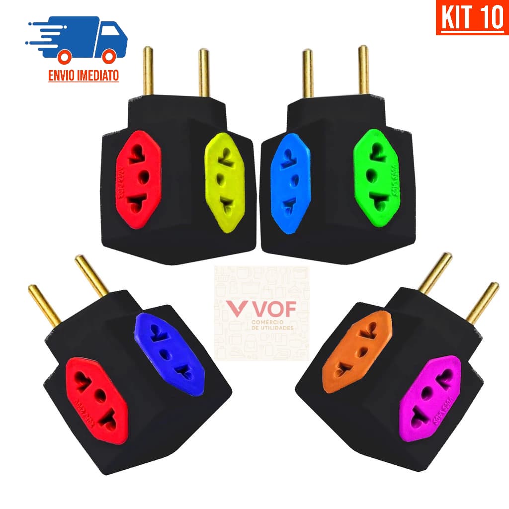 Adaptador de Tomada Cubo Preto 4 Entradas Benjamim Universal Bivolt 10A e 20A