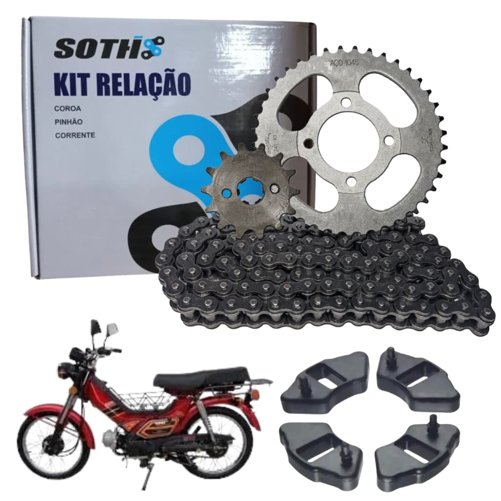 Kit Relação Completo Shineray Xy 50/ Shineray Phoenix 50/ Shineray Jet 50 Aço 1045 + Bucha da Coroa