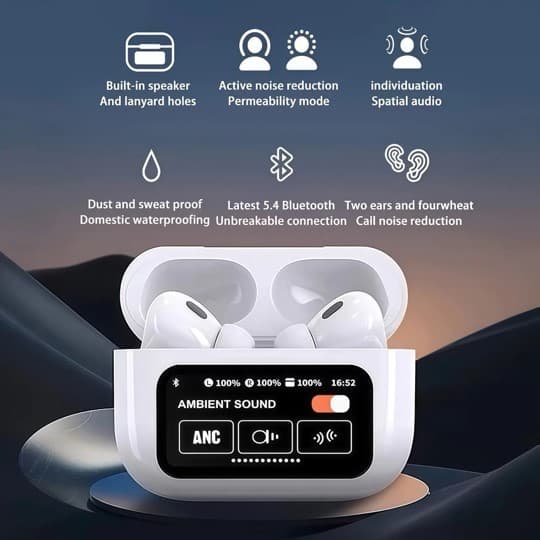 FONE Pro Touch Screen BLUETOOTH ANC/ENC TWS Com Cancelamento De Ruído Bluetooth 5.3