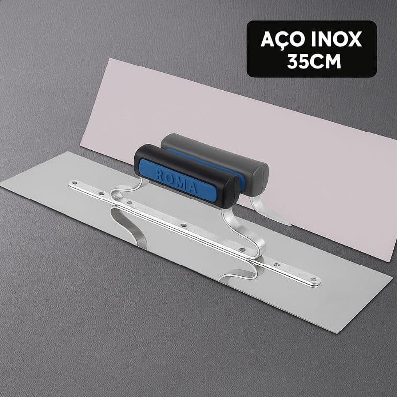 Desempenadeira De Aço Inox Cabo Fechado 35Cm Roma Massa Corrida Massa Acrílica Grafiato Pedra Natural