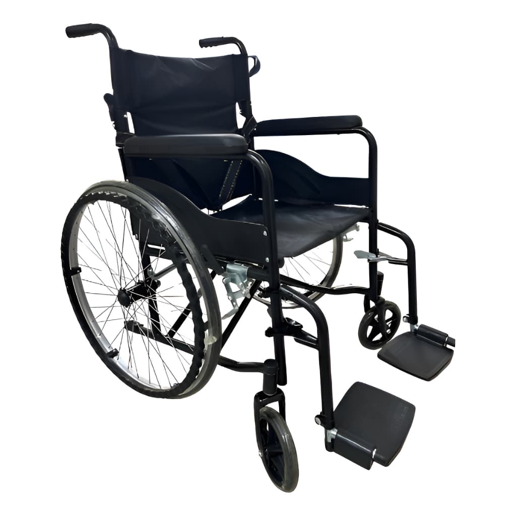 Cadeira De Rodas  Aço Dobrável até 100kg Assento 46cm Econômica - BK