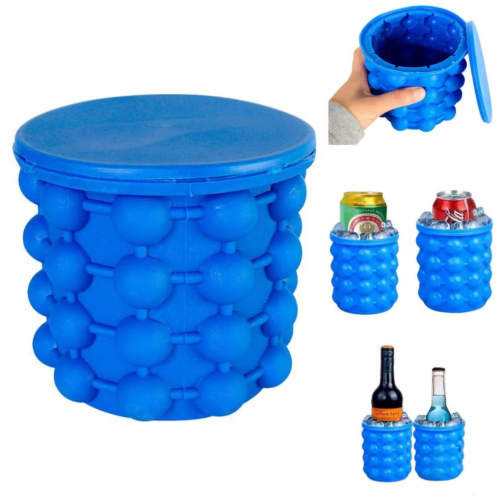 Balde Gelo Dobrável Térmico Silicone Pequeno Cerveja Refrigerante Multiuso Sorvete Gelado Água